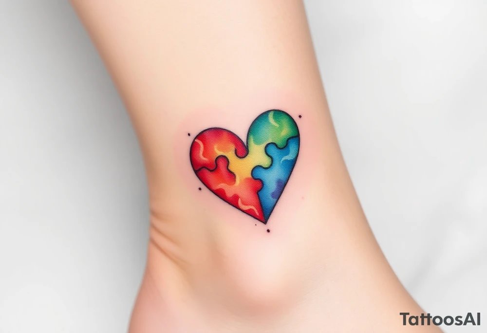 autism heart puzzle shape symbol tattoo idea