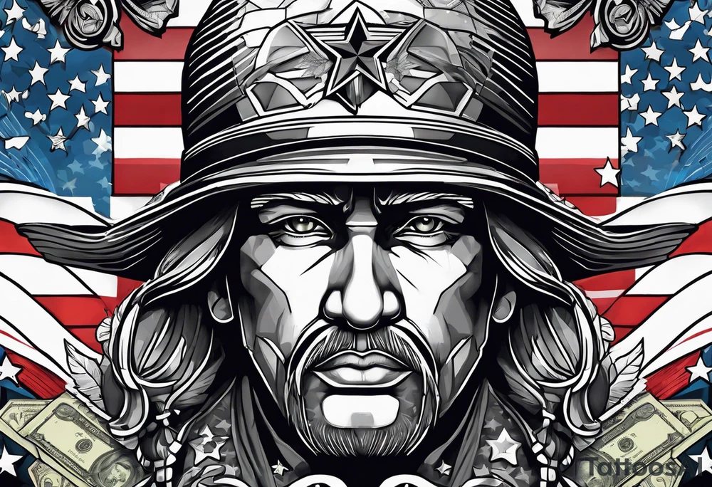 Colored america,money, patriotic, war, tattoo idea