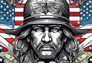Colored america,money, patriotic, war, tattoo idea
