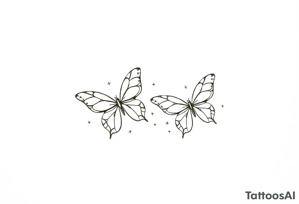 Dainty and fine line basic small butterflies with lots of sparkles tattoo idea