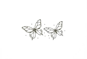 Dainty and fine line basic small butterflies with lots of sparkles tattoo idea