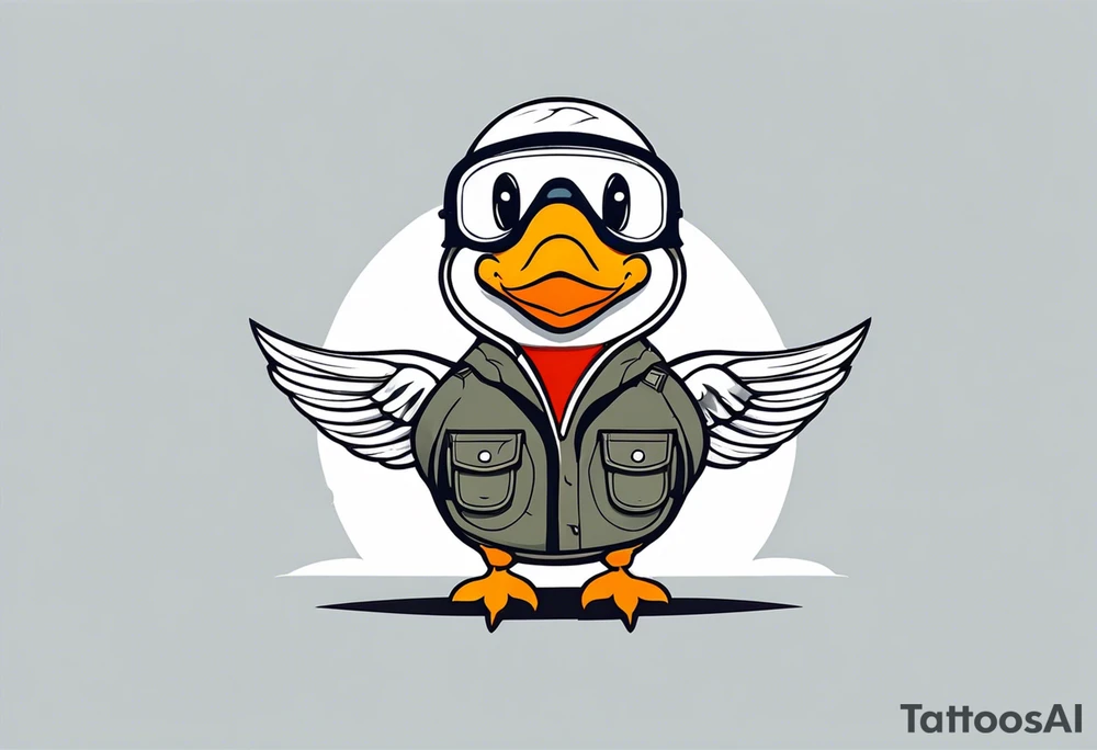 A silly goose dressed as an aviator tattoo idea