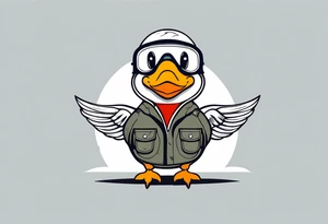 A silly goose dressed as an aviator tattoo idea