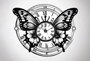 Butterfly and clock tattoo idea