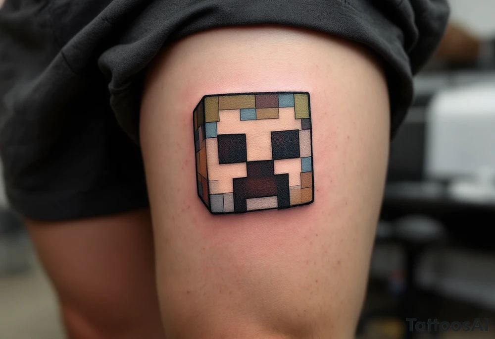 Small Minecraft creeper head block tattoo idea