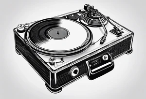Recordplayer finline art minimalistic tattoo idea