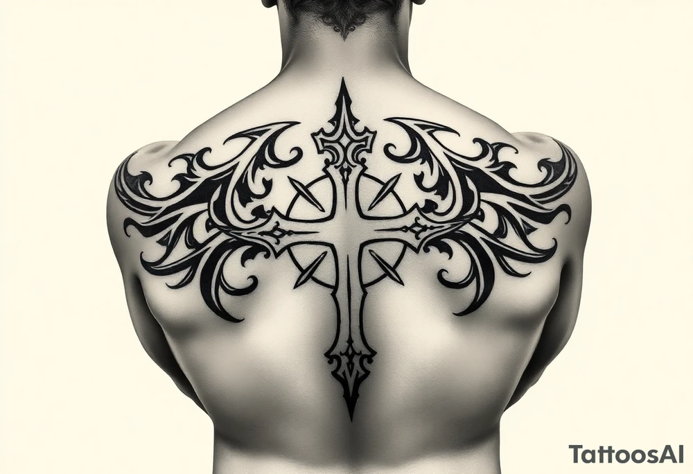 Tribal religious tattoo idea