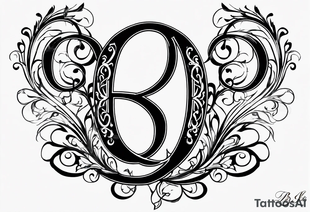 Infinity symbol with a letter B and 2 letter J’s tattoo idea