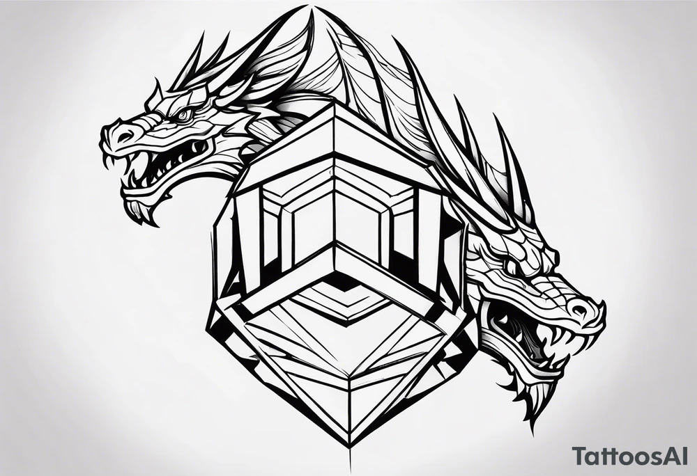 Dragon hexagonal dumbbell tattoo idea