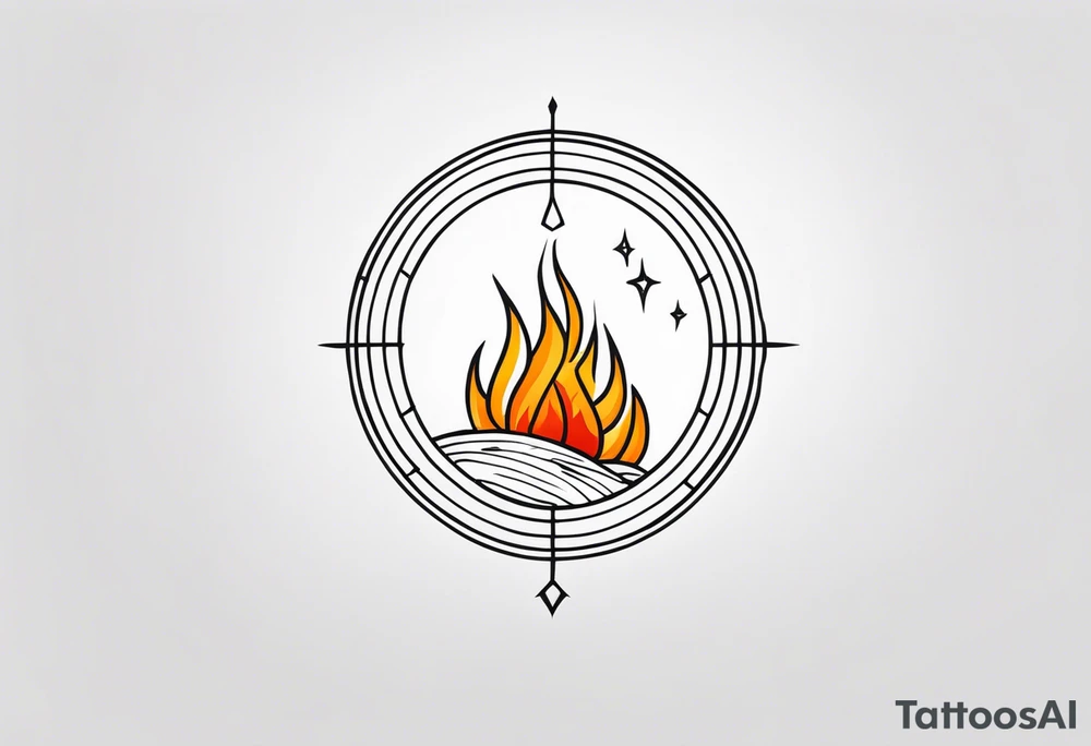 earth symbol, fire symbol tattoo idea