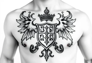 Powerful mideval Irish family crest for a full chest tattoo tattoo idea