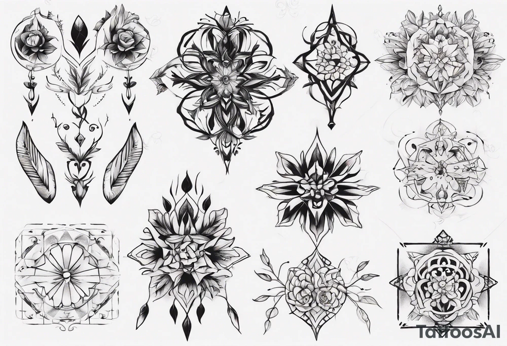Minimalist Ornemental delicate tattoo idea