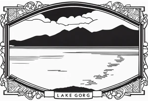 Lake George map outline with small hashmarks filling it throughout tattoo idea