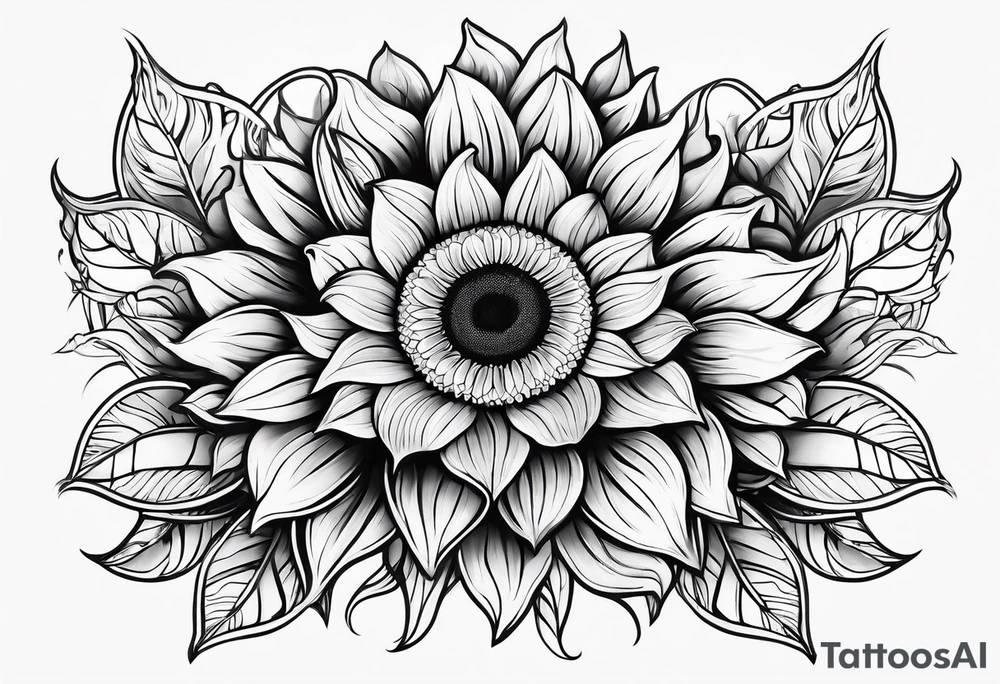 Sunflower viking sleeve tattoo idea