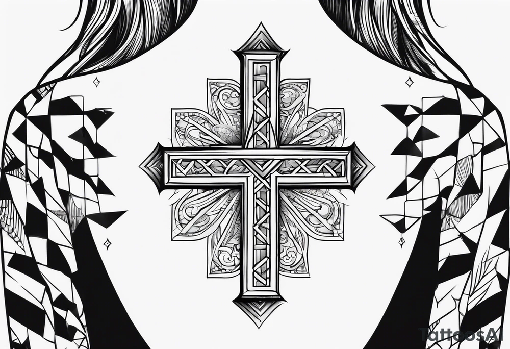 A simple tattoo that says “love yourz” with a cross incorporated tattoo idea