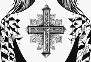 A simple tattoo that says “love yourz” with a cross incorporated tattoo idea