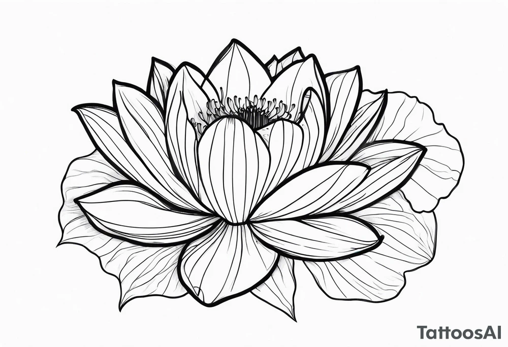 waterlily flower and morning glory flower line bouquet tattoo idea