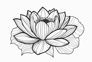 waterlily flower and morning glory flower line bouquet tattoo idea