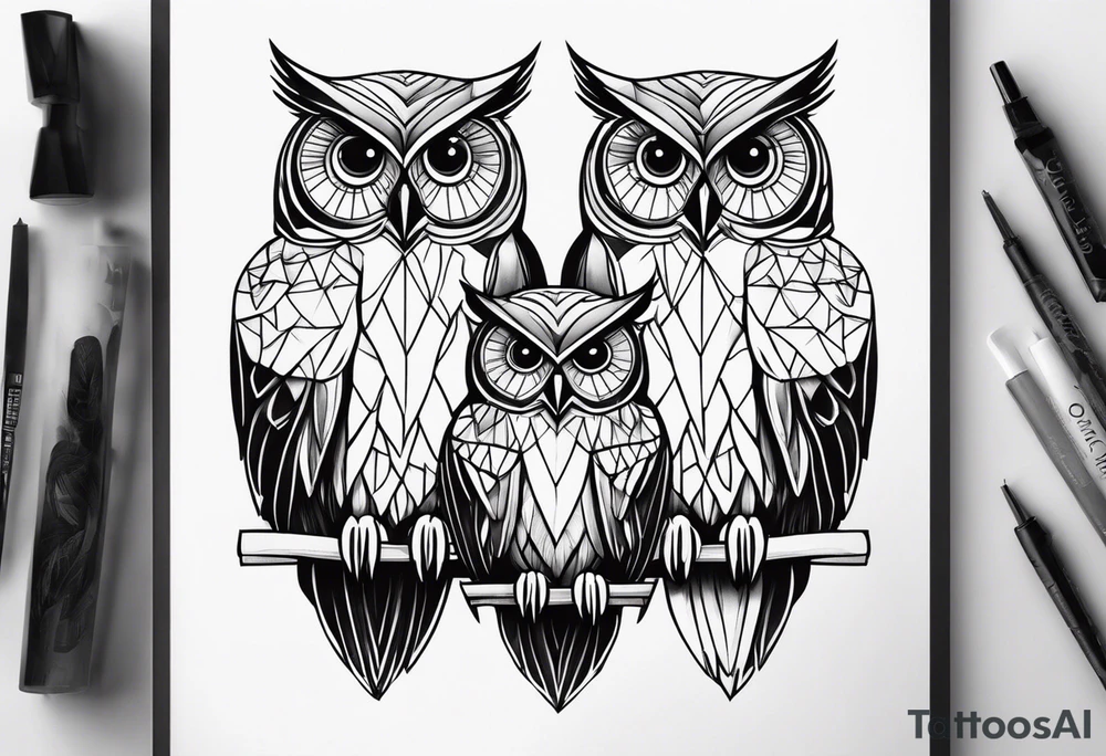 Mom and baby owl tattoo idea