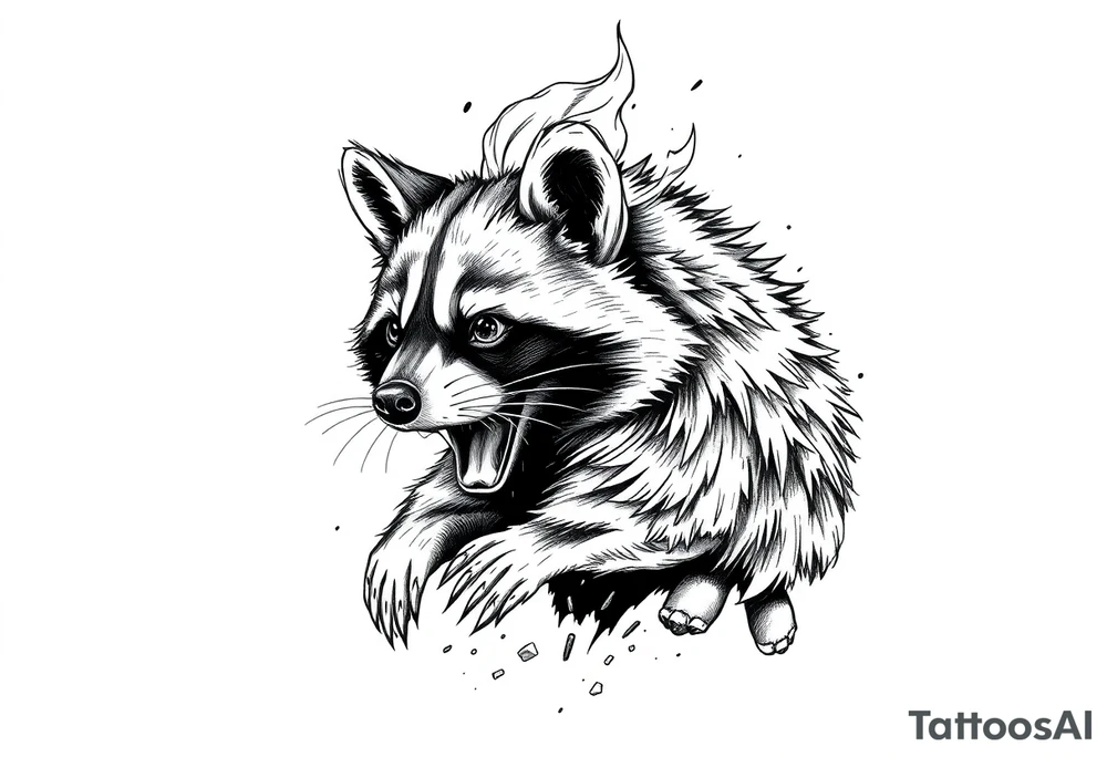 Raccoon dumpster fire tattoo idea