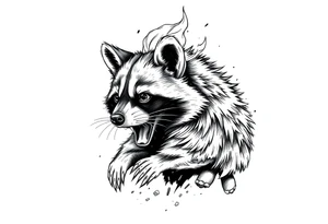 Raccoon dumpster fire tattoo idea