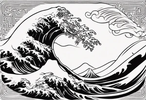 japanese waves line tattoo tattoo idea