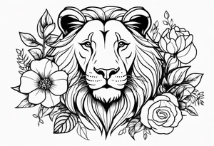 Lion with flowers tattoo idea