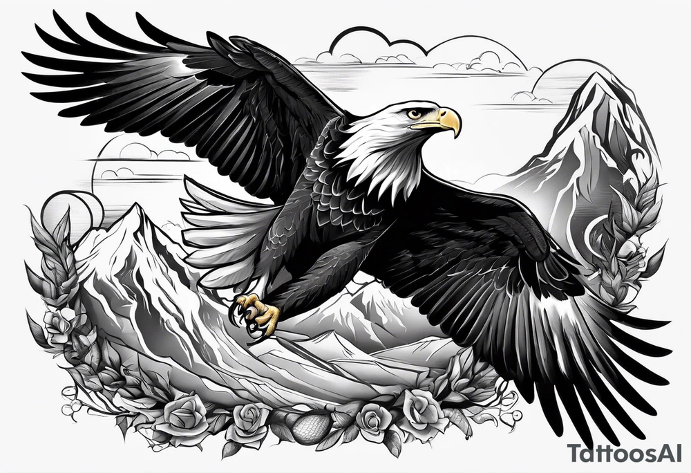 supper eagle flying up tattoo idea