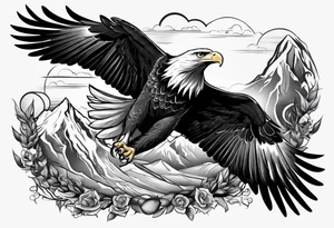 supper eagle flying up tattoo idea