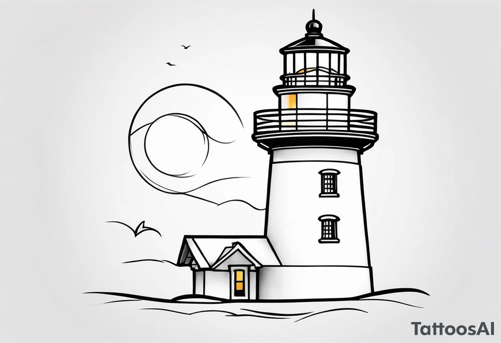 lighthouse fine line tattoo idea