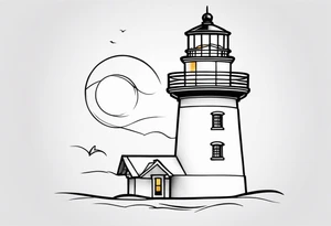 lighthouse fine line tattoo idea