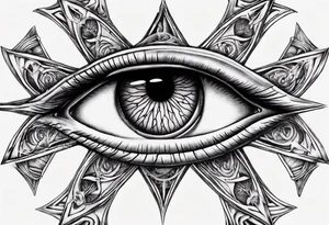 Eye with two irises from the band Tool, inside a heptagram tattoo idea