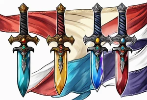 Final Fantasy IX dagger wrapped in a trans pride 
flag tattoo idea