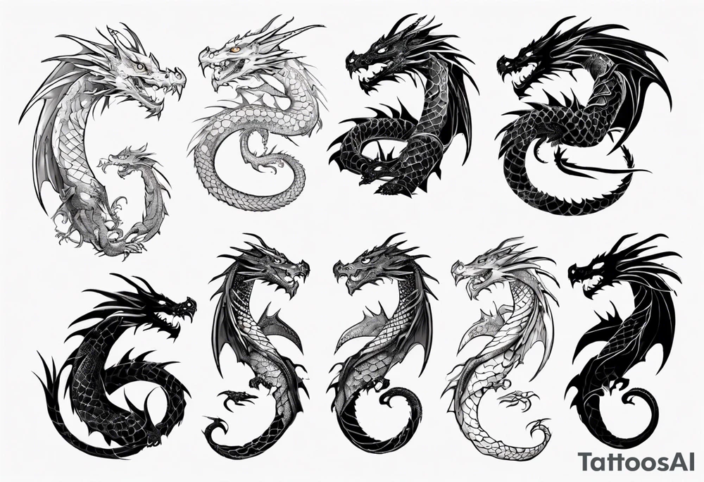 dragon with long body and scales tattoo idea