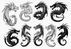 dragon with long body and scales tattoo idea