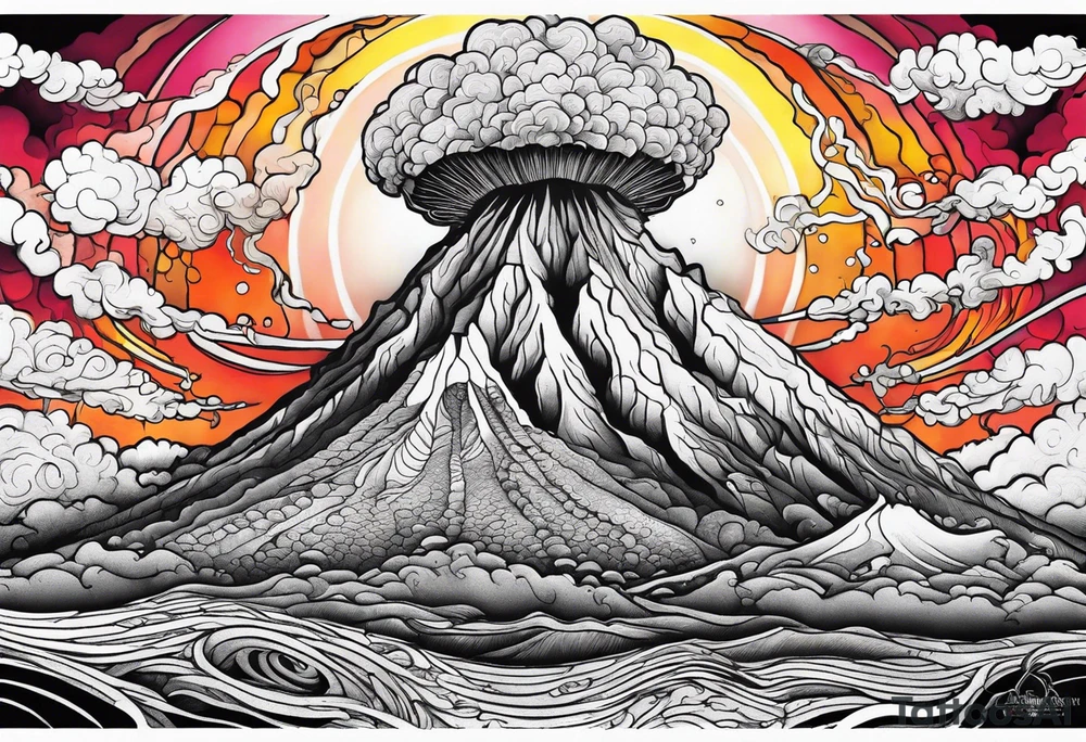 volcano erupting, octopus tattoo idea