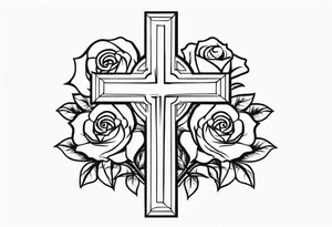 roses with a cross in the middle tattoo idea