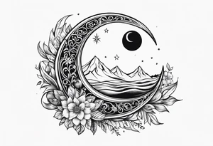 Crescent moon hippie tattoo idea