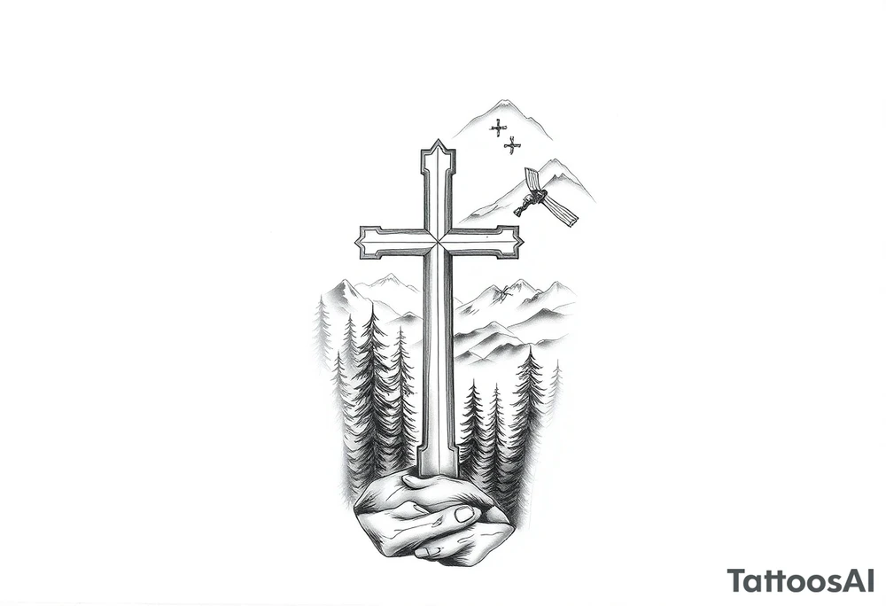 russian orthodox cross in a light forrest mountainous setting tattoo idea russian orthodox cross in a light forrest mountainous setting tattoo idea