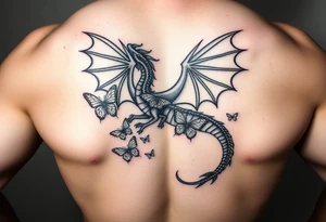 dragon made of butterflies masculine tattoo idea