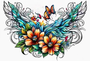water and flowers tattoo idea
