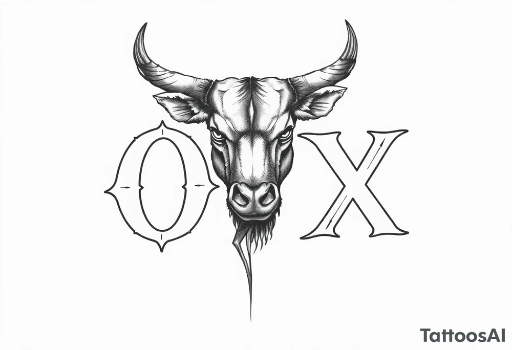 the word ox in bold letters tattoo idea