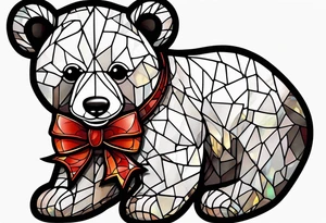 Teddy bear with bow tie stained glass tattoo idea