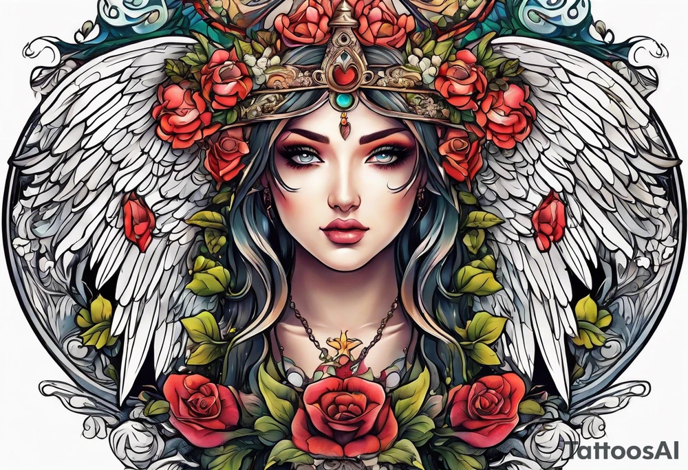 Angels flowers gods tattoo idea