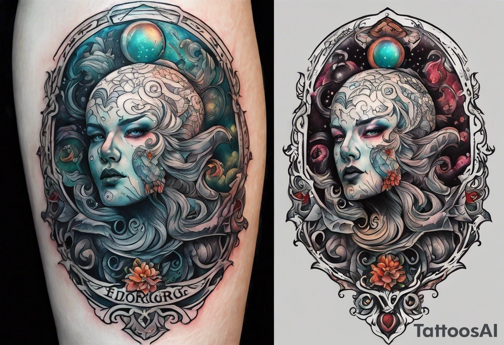 Beautiful Eldridge horror creature, astrology thigh tattoo tattoo idea