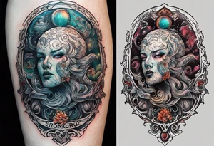 Beautiful Eldridge horror creature, astrology thigh tattoo tattoo idea