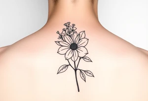 Single flower bouquet with Chrysanthemum and honeysuckle flower tattoo idea