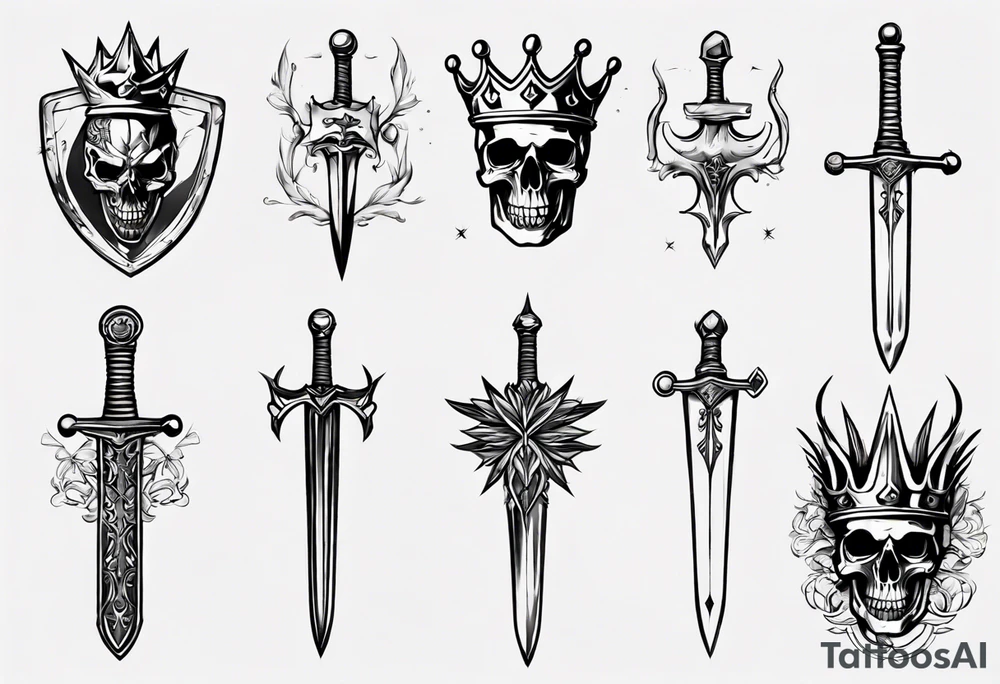 Sword and crowns tattoo idea