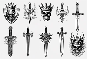 Sword and crowns tattoo idea