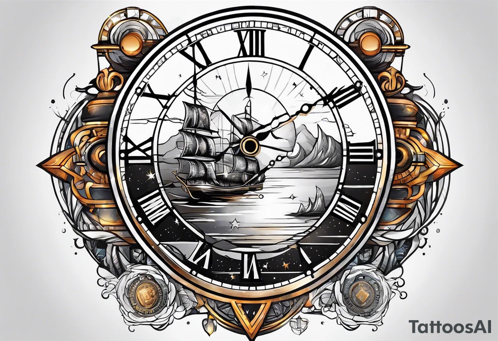 time travel space vector full art tattoo idea